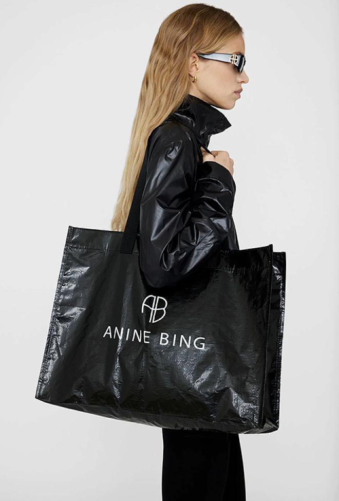 Anine Bing Dawson Sport Tote Black Shine tote bag 