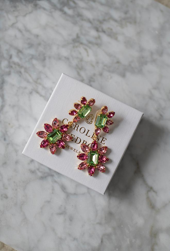 Flora Earrings Gold Peridot/Rose Light Rose