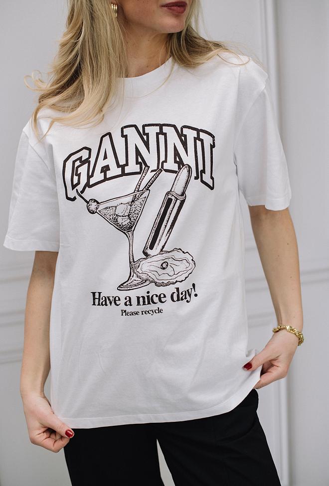Ganni Future Heavy Jersey Cocktail T-Shirt Bright White 6