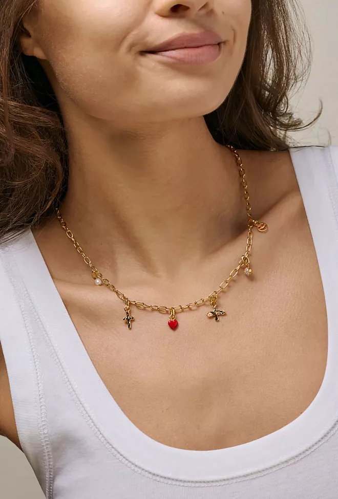Enamel Copenhagen Medium Charm Necklace Gold smykke 2