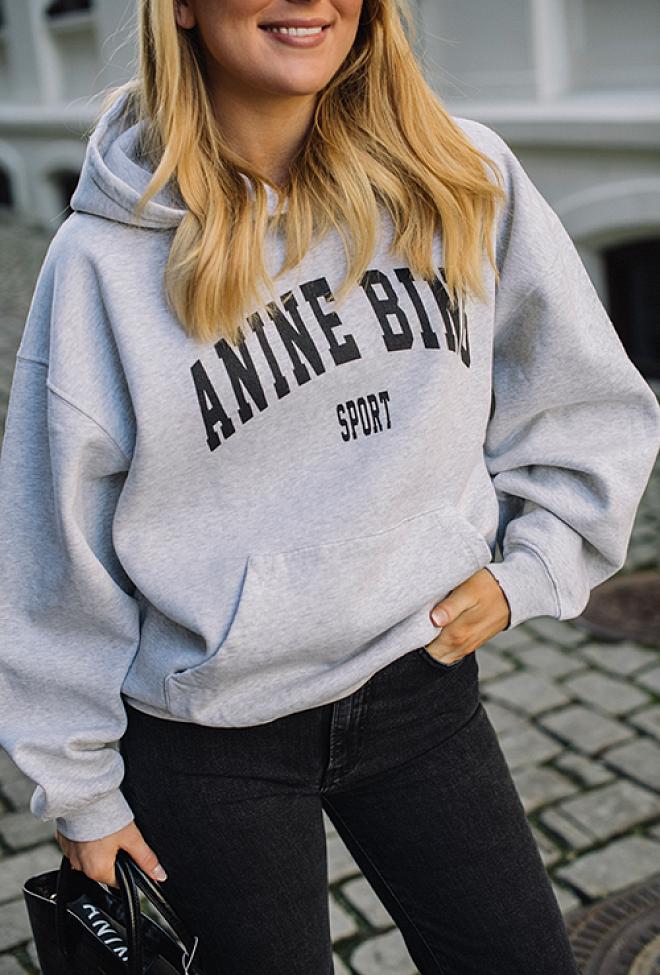 Anine bing harvey sweatshirt grey melange hettegenser 1