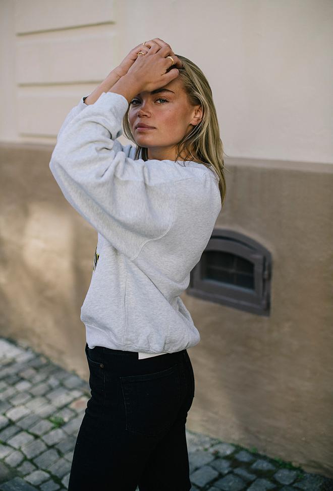 Anine Bing genser Jaci Sweatshirt California Washed Heather Grey 6