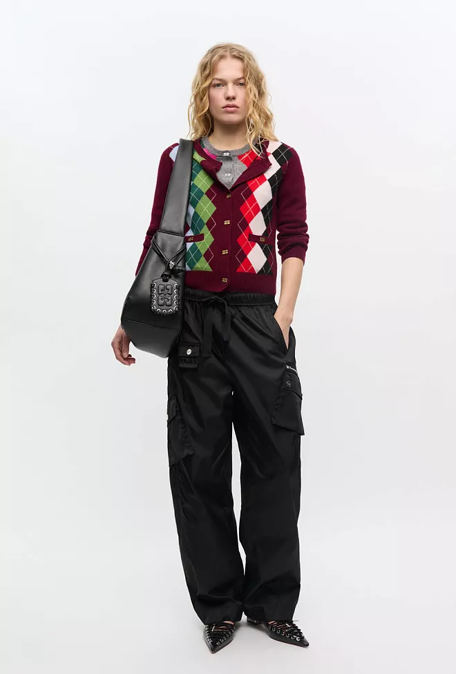 GANNI Cashmere Wool Mix Cardigan Tawny Port cardigan 2