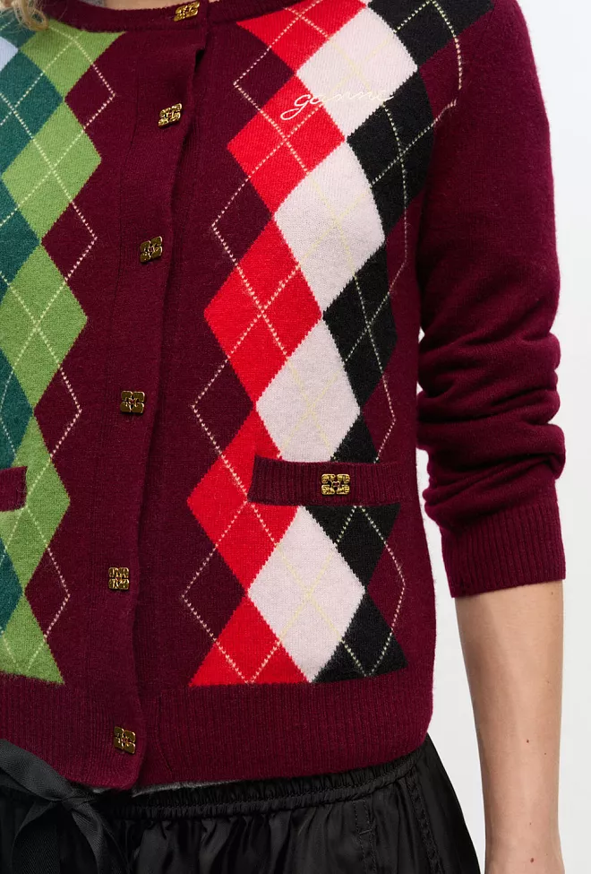 GANNI Cashmere Wool Mix Cardigan Tawny Port cardigan 4