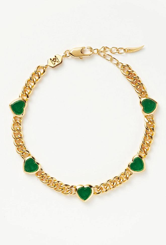 Missoma Green Quartz Heart Bracelet Gold armbånd 1