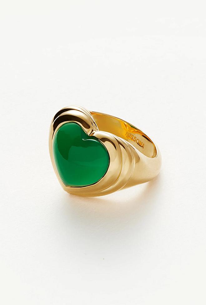 Missoma Green Quartz Heart Ring Gold 1