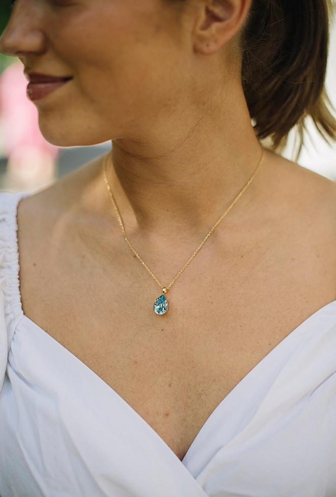 Caroline Svedbom Mini Drop Necklace Gold Aquamarine smykke 