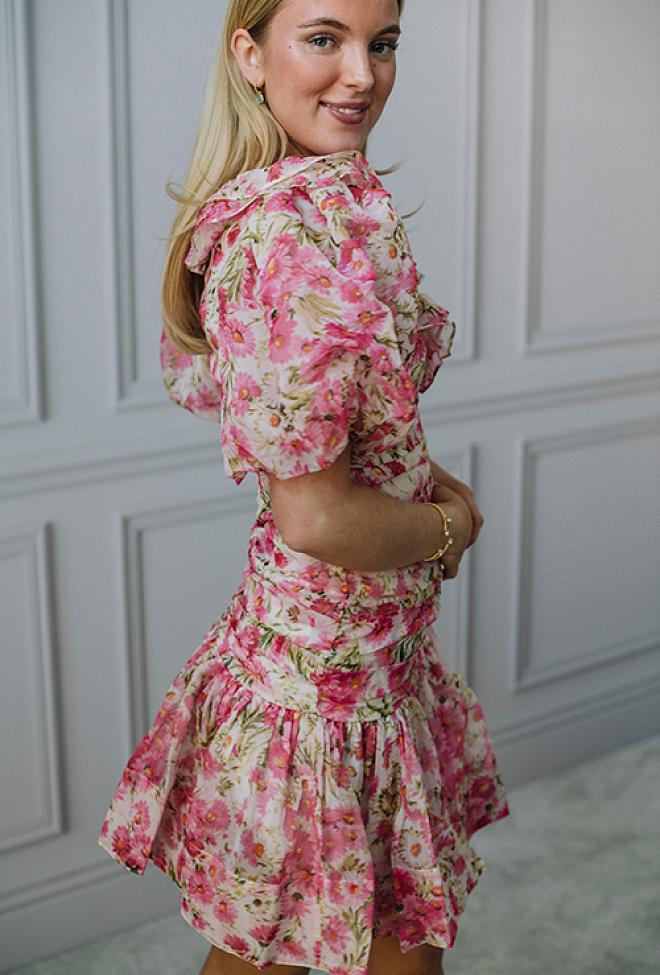 By Timo Organza Rouching Dress Pink Daisy kjole