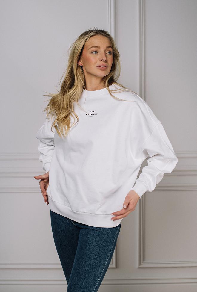 Les Coyotes de Paris Oversized Logo Sweatshirt White genser 4