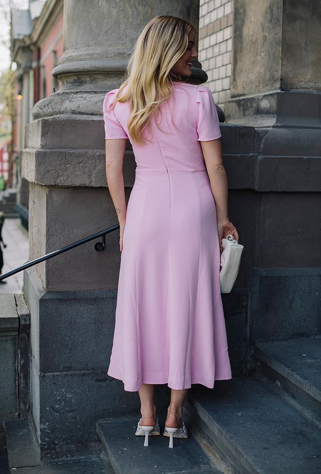 Self-Portrait Pink Heavy Crepe Midi Dress kjole 6