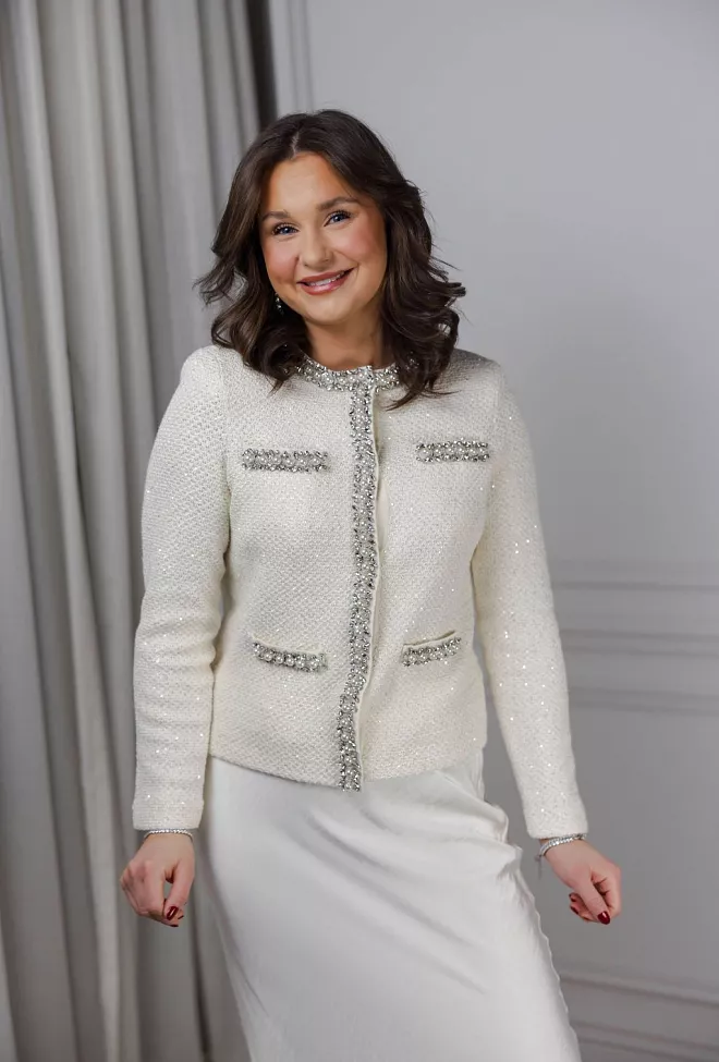 Self Portrait Knit Cardigan Cream jakke