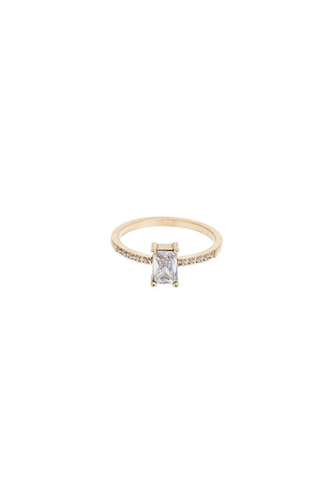 Dark Single Baguette Ring W/Crystals Crystal ring