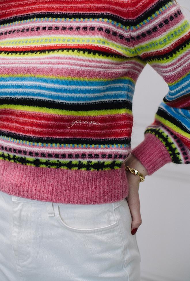 Ganni Soft Wool Stripe O-Neck Multicolor 3