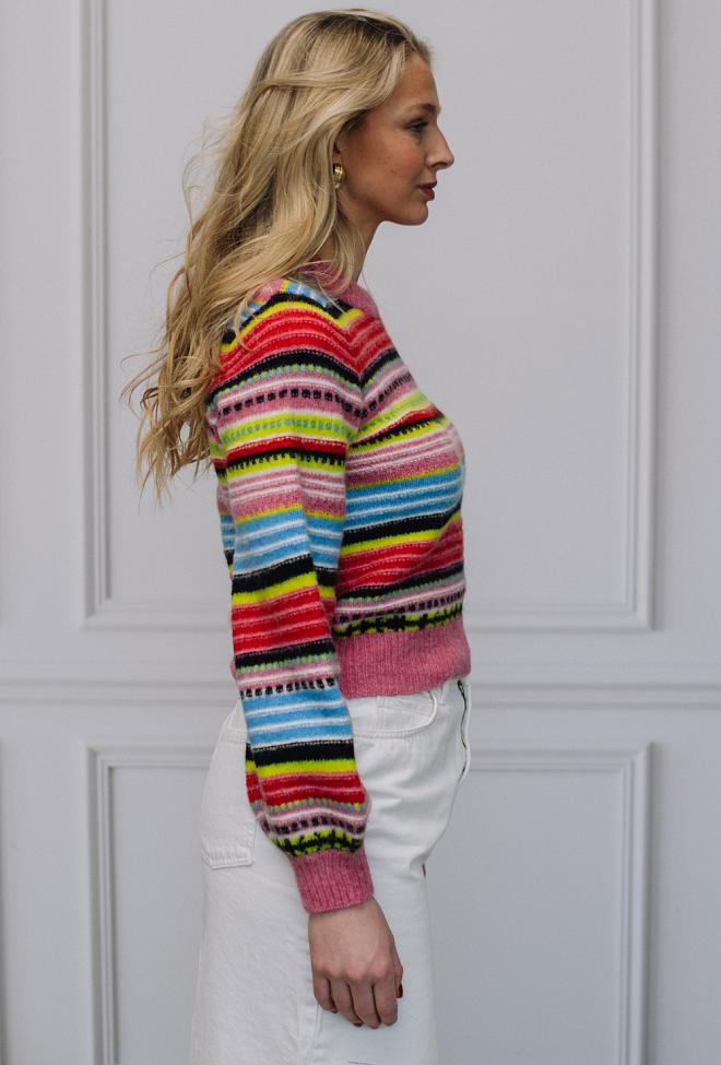 Ganni Soft Wool Stripe O-Neck Multicolor 4