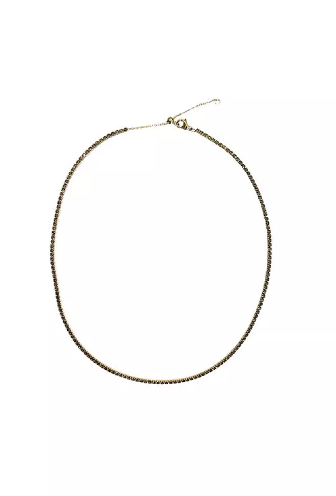 Dark Tennis Chain Necklace 2MM Soft Brown smykke 