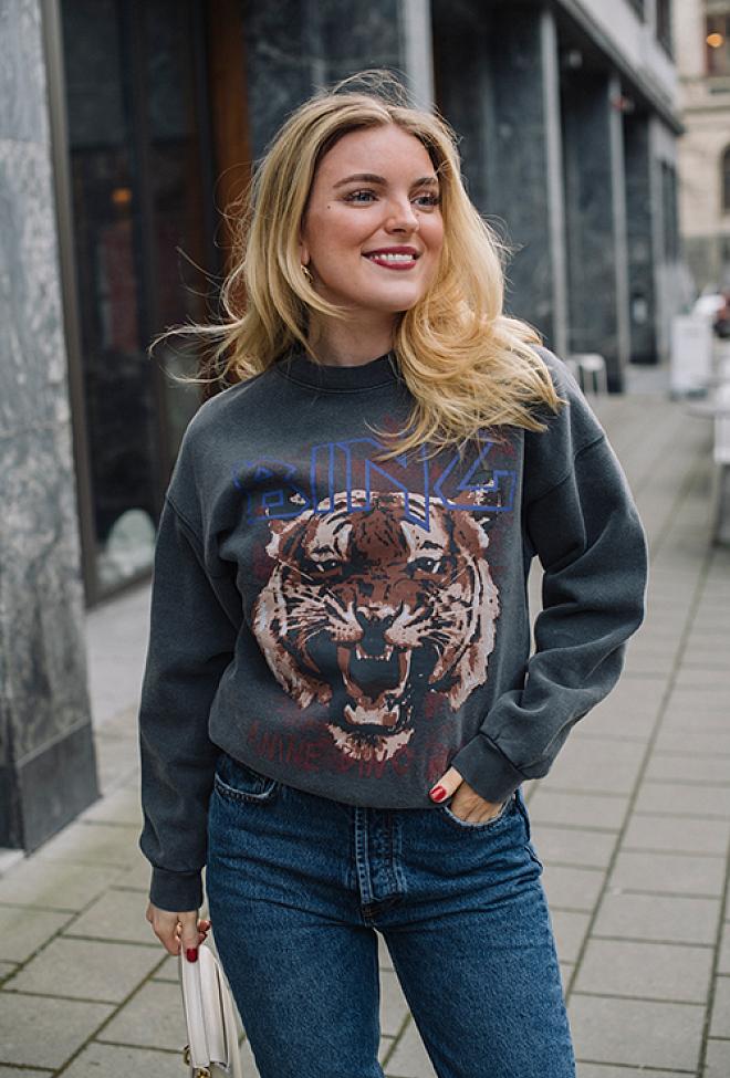 Anine Bing Tiger Sweatshirt Sort genser