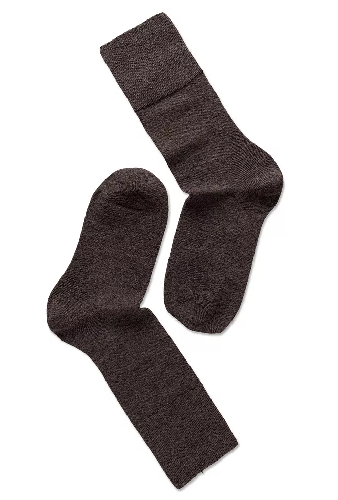 Note By Syversen Fine Wool Comfort Top Socks Brown Melange ullsokker