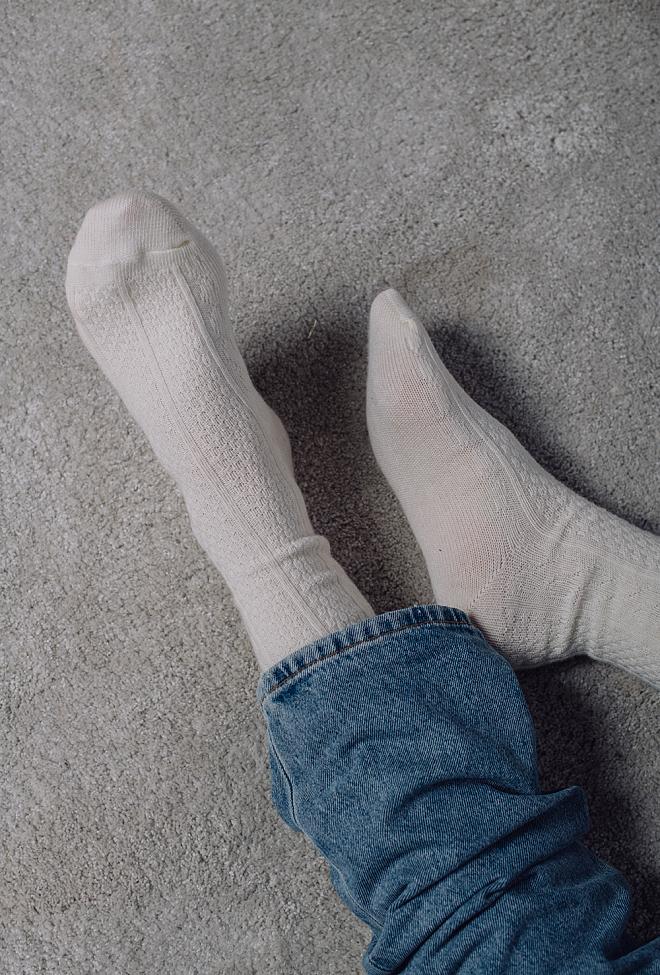 Note By Syversen Wool Cable Socks Offwhite 3