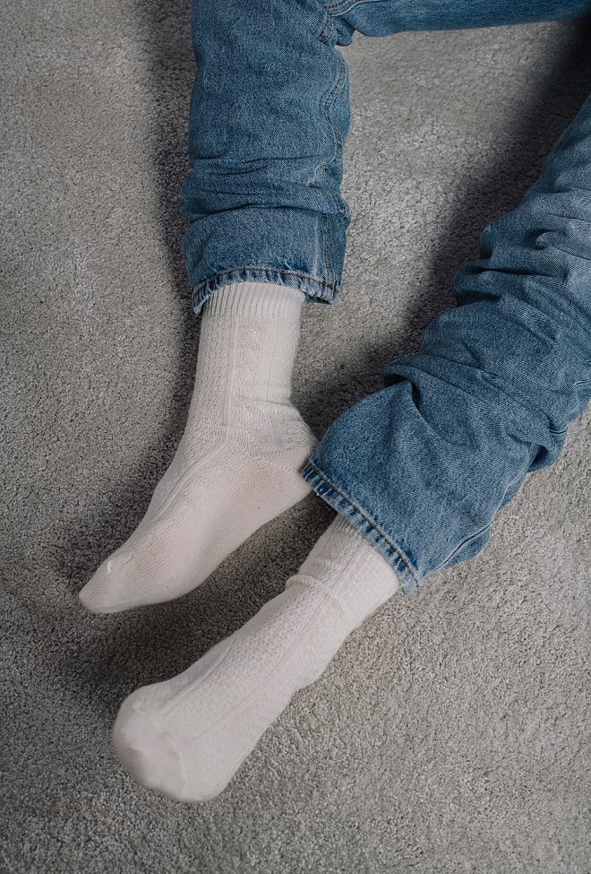 Note By Syversen Wool Cable Socks Offwhite 1