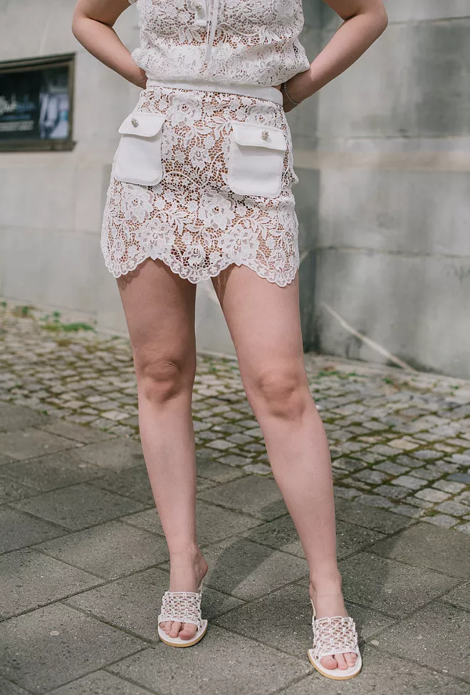 Black cord lace skirt best sale