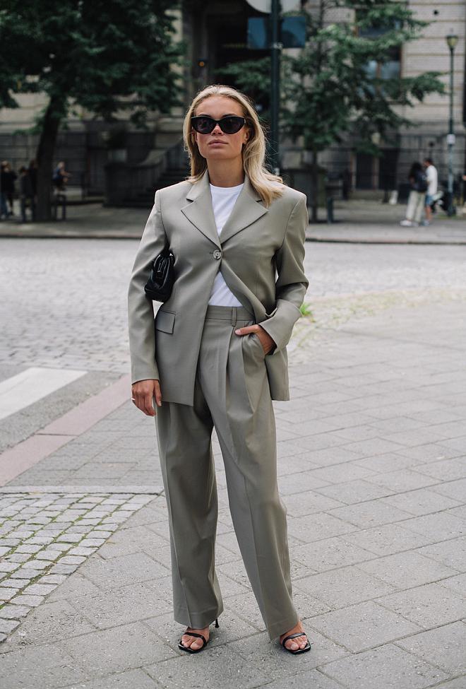 Dagmar Wide Suit Trouser Stone Grey 2