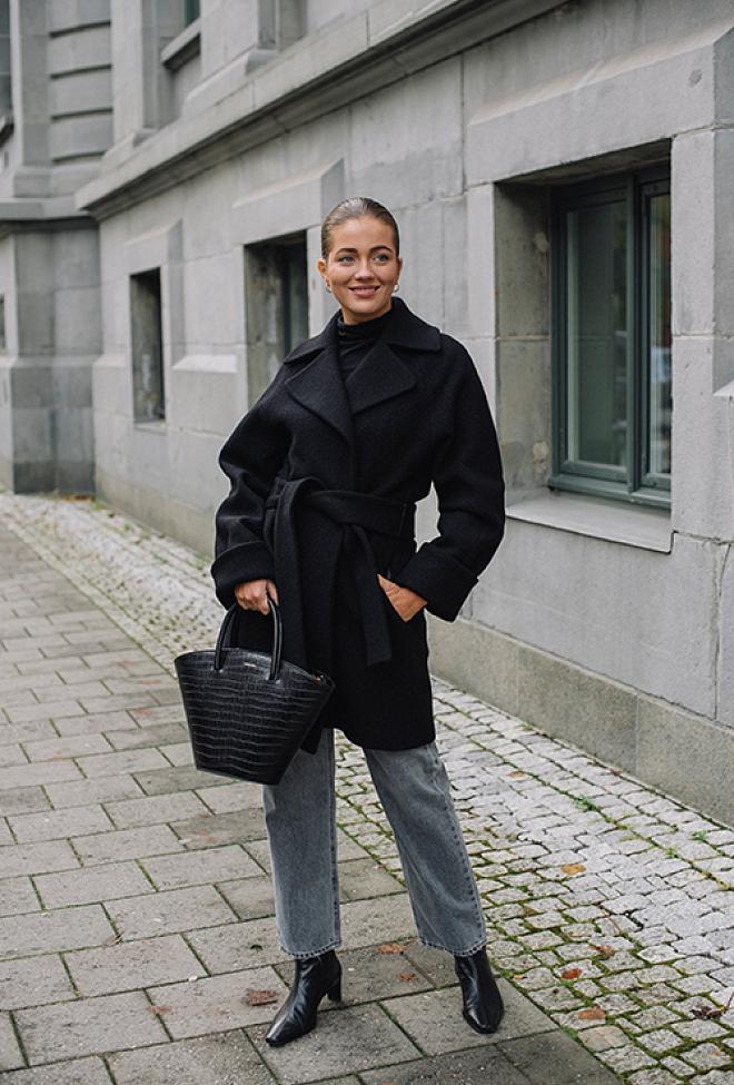 The Product by Vanessa Rudjord Wool Coat Mid Black ullkåpe