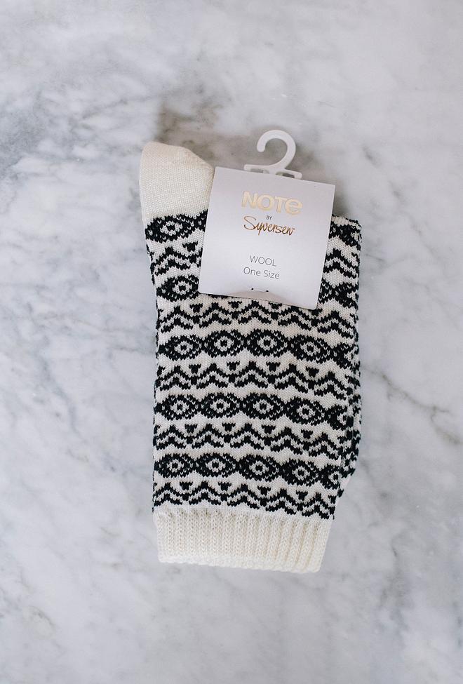 Note By Syversen Wool Pattern Socks Offwhite/Black 1