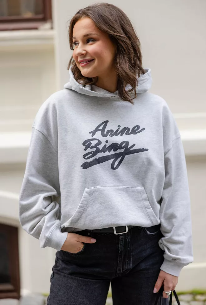 Anine Bing Harvey Sweatshirt Signature Heather Grey hettegenser 3