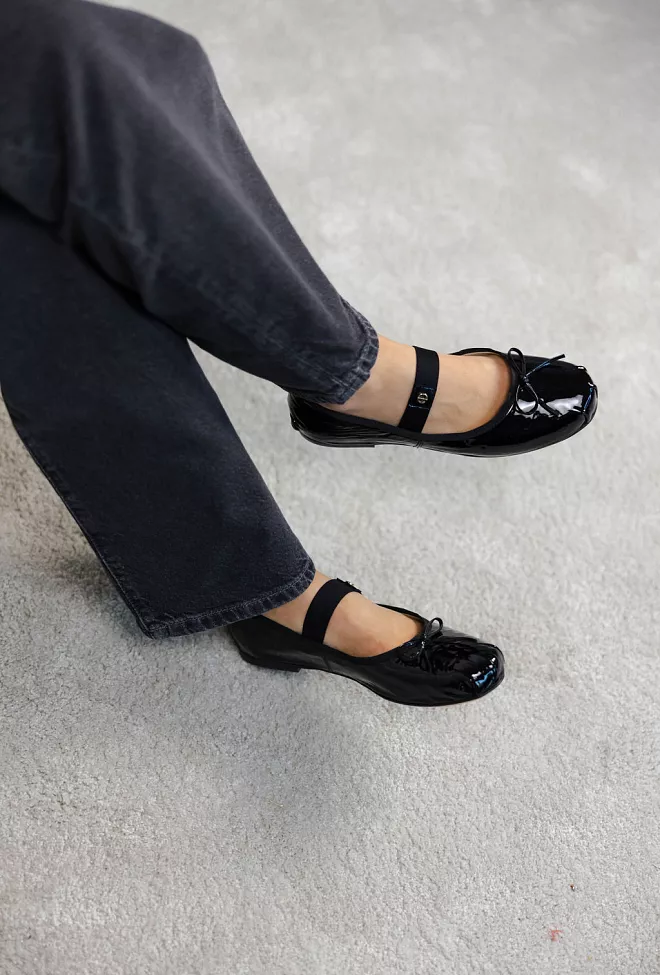 Anine Bing Jolie Flats Black Patent ballerinasko 5