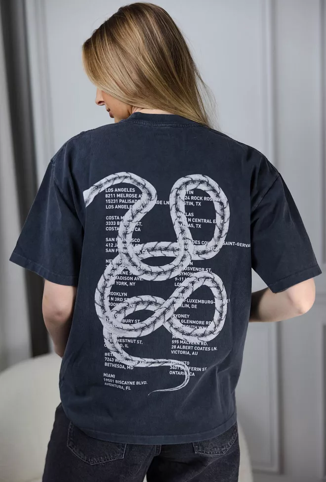 Anine Bing Kent Tee Twisted Snake Washed Charcoal t-skjorte 3