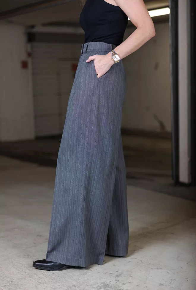 ANINE BING lou trouser black and grey stripe bukse 3