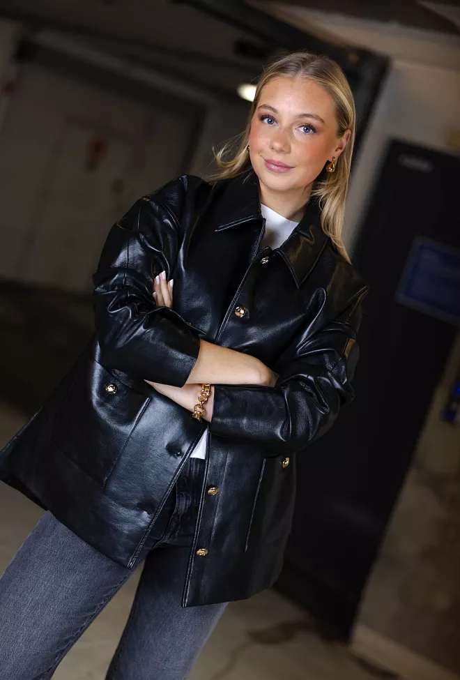 anine bing Luca Jacket Black Recycled Leather skinnjakke 1