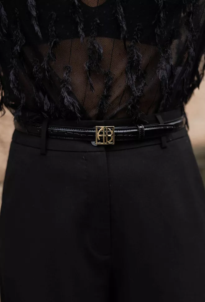 Anine Bing Monogram Belt Black Embossed belte 5