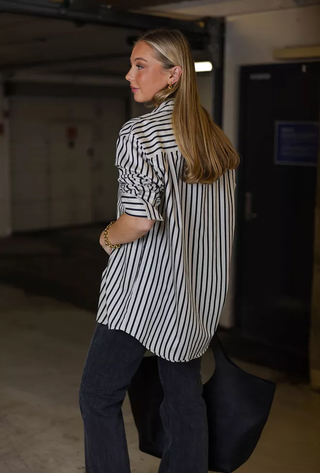 anine bing Plaza Shirt Black And Tan skjorte 3