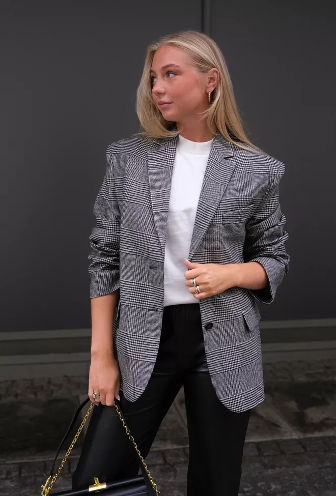 ANINE BING quinn blazer black and grey 1