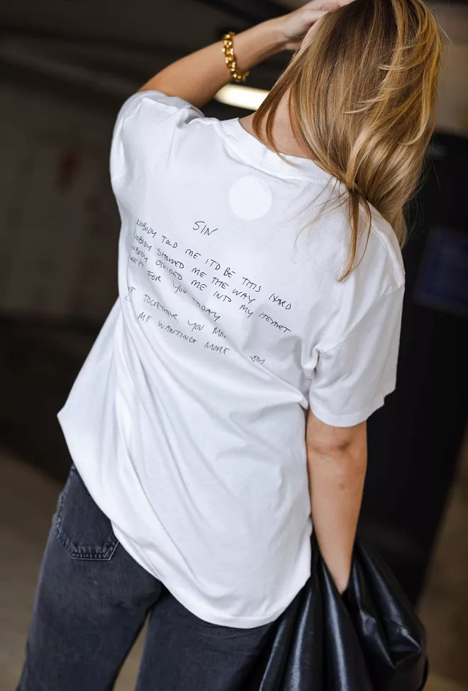 anine bing Walker Tee Lyrics Ivory t-skjorte 3