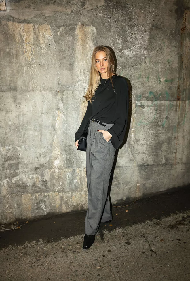Arnie Says Duke Rayon Blend Pants Dk Grey Melange dressbukse 2