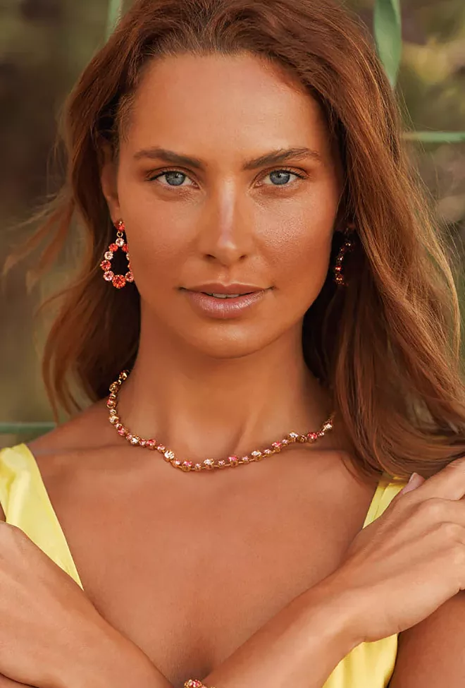 Caroline Svedbom Mini Delia Earrings Gold Peach Combo øredobber