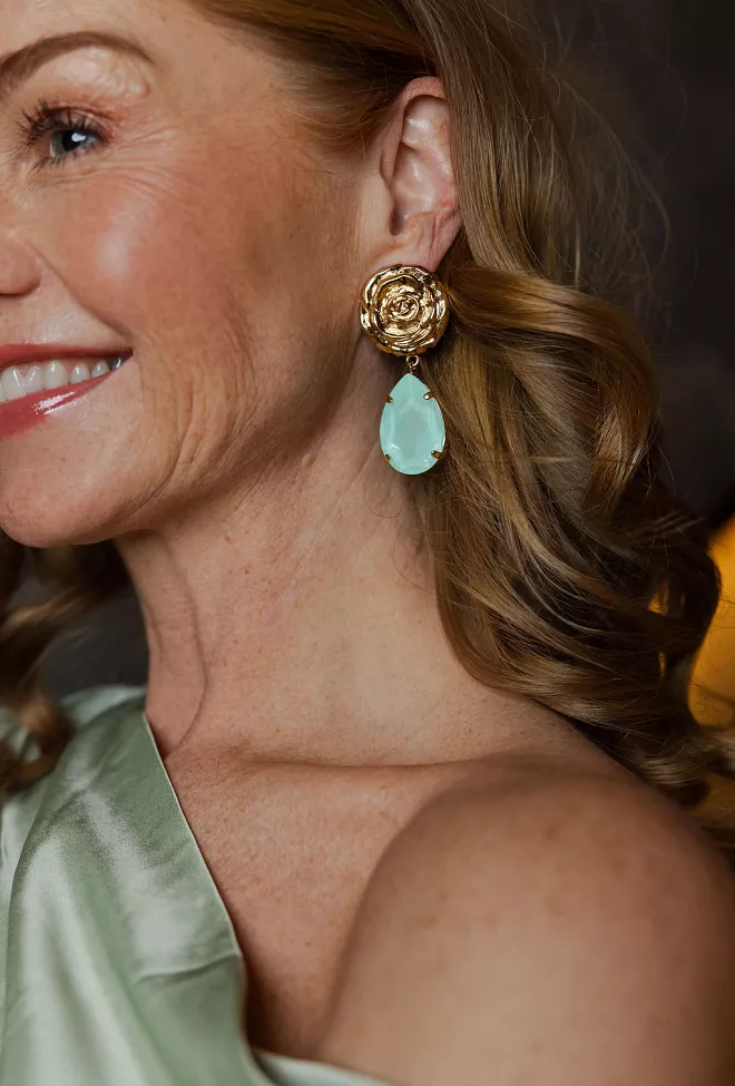 Caroline Svedbom Rosita Drop Earrings Gold Soft Mint øredobber 3