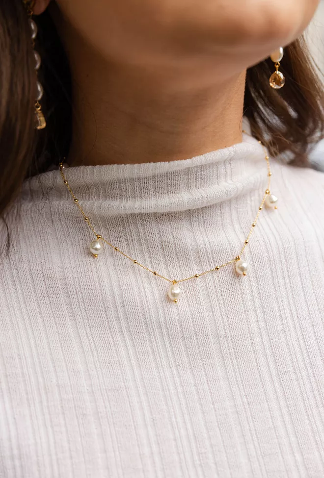 Caroline Svedbom Emmy Pearl Necklace Gold smykke 3