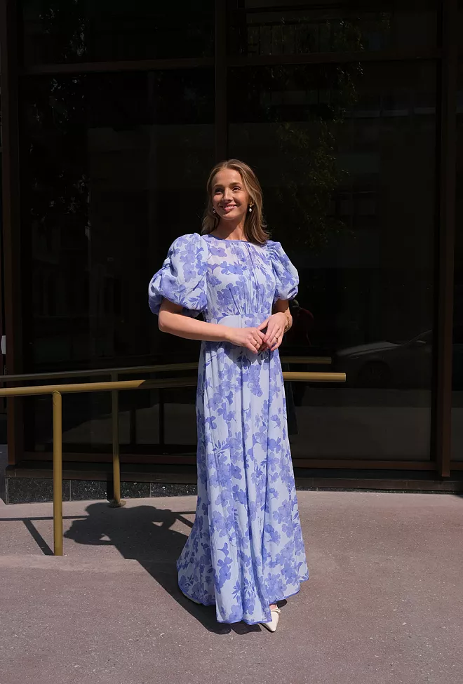 byTIMo Chiffon Maxi Dress Sky Blue kjole 4