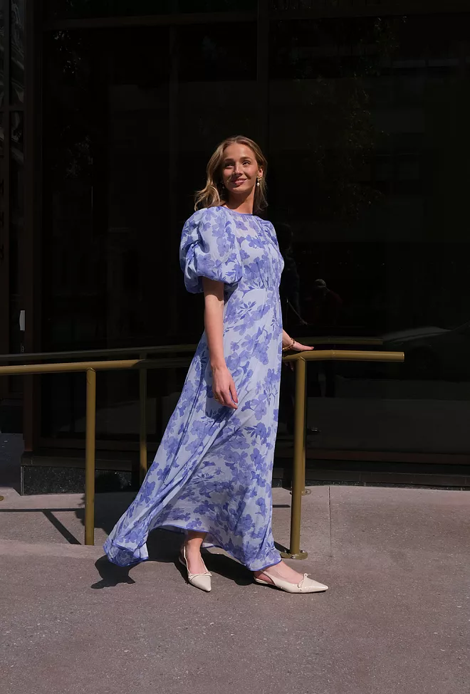 byTIMo Chiffon Maxi Dress Sky Blue kjole