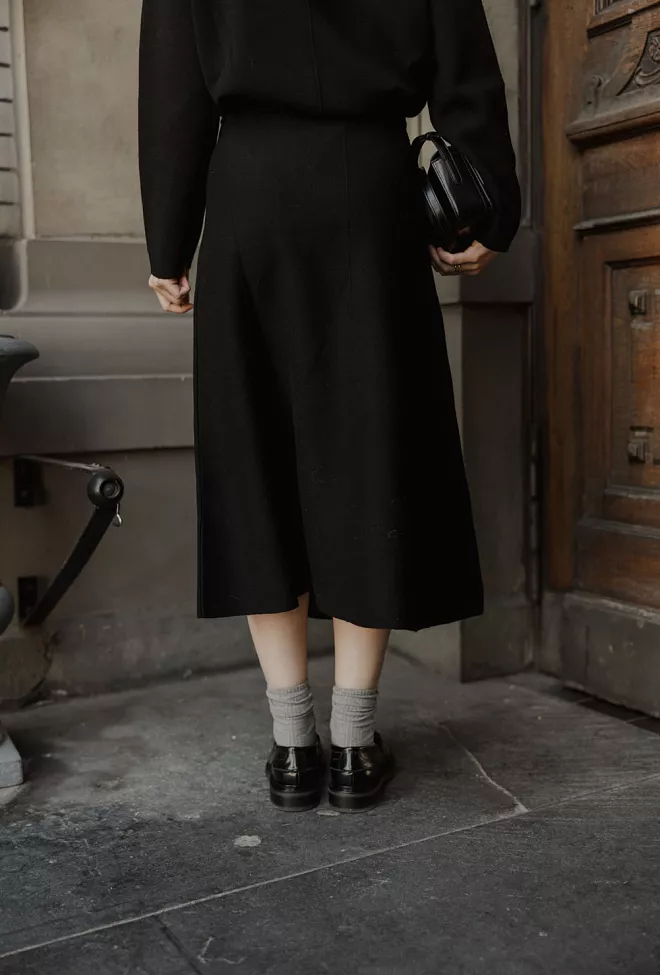 Christian Aks Valeria Merino Skirt Black ullskjørt 5