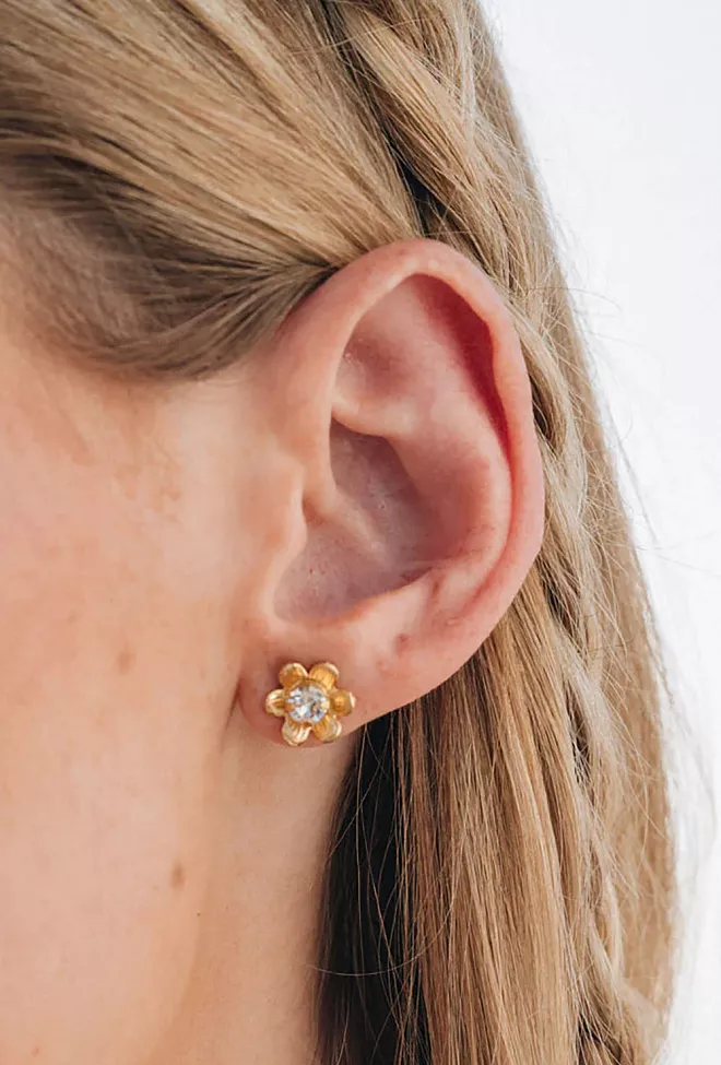 Caroline Svedbom Juni Stud Earrings Gold Crystal øredobber