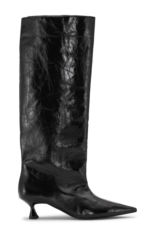 GANNI Soft Slouchy High Shaft Boot Naplack Black sko 5