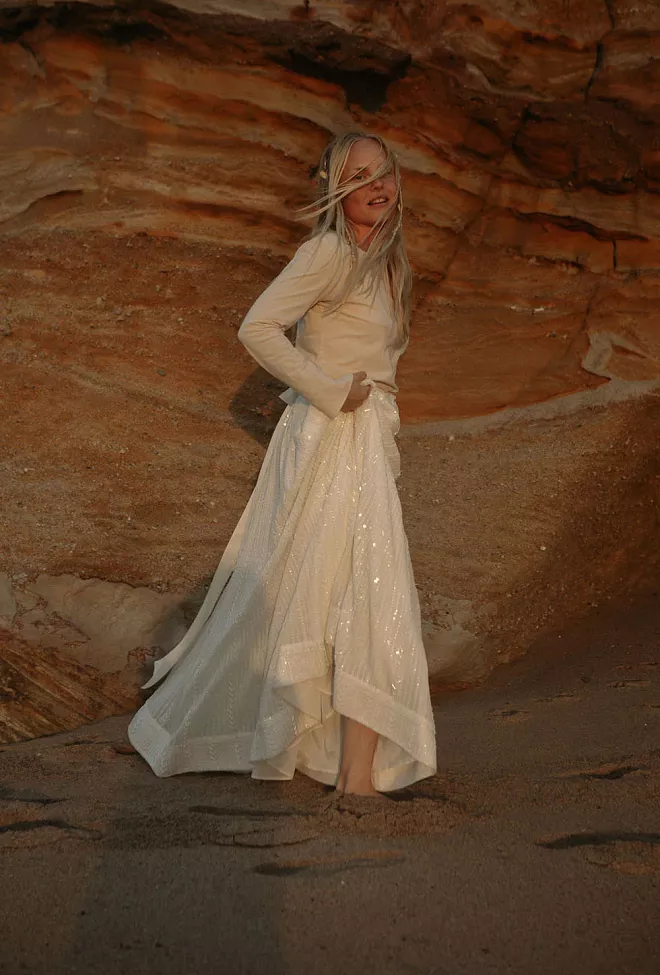 Confettibrid Extraordinary Long Sequins Skirt Offwhite maxiskjørt 3
