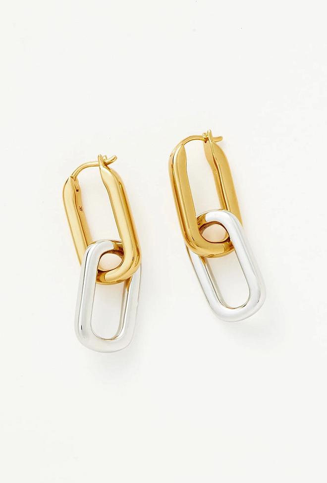 Missoma Silver + Gold Mix Link Earrings Gold øredobber 2
