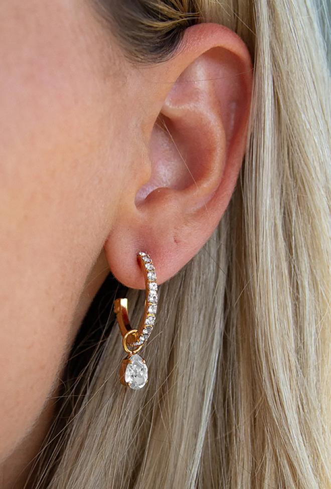 Caroline svedbom tracy loop earrings gold crystal øredobber
