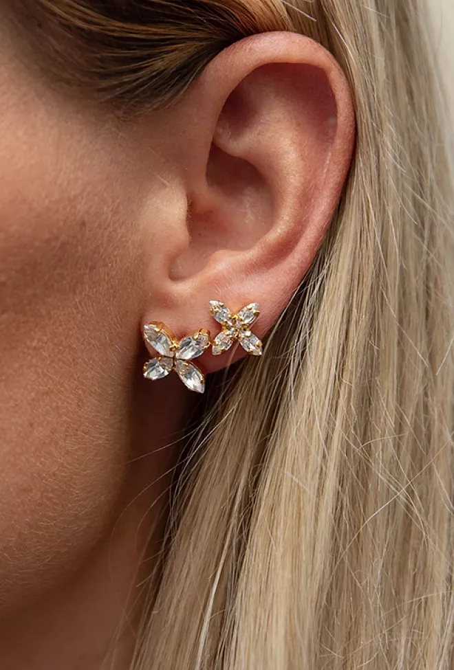 Caroline Svedbom Crystal Mini Star Earrings Gold Crystal øredobber 2
