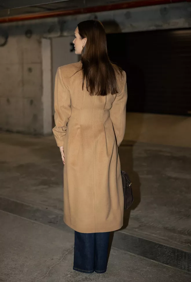 Dagmar Cinched Coat Camel ullkåpe 6